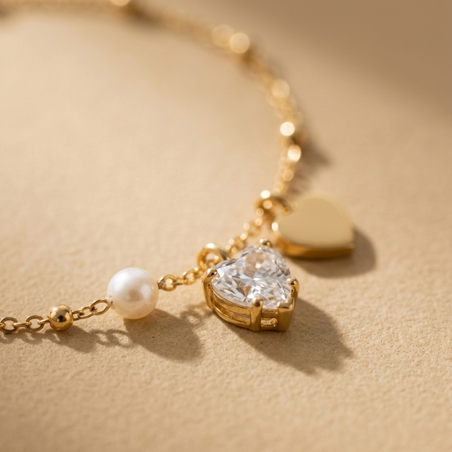 Pulsera Corazón & Perla