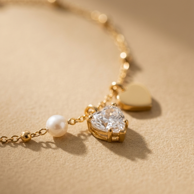 Pulsera Corazón & Perla