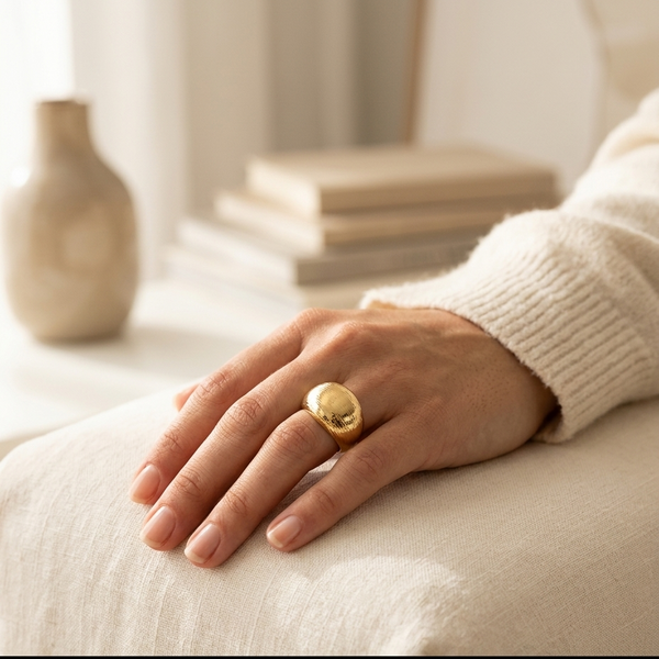 Anillo Relieve Áureo en piel