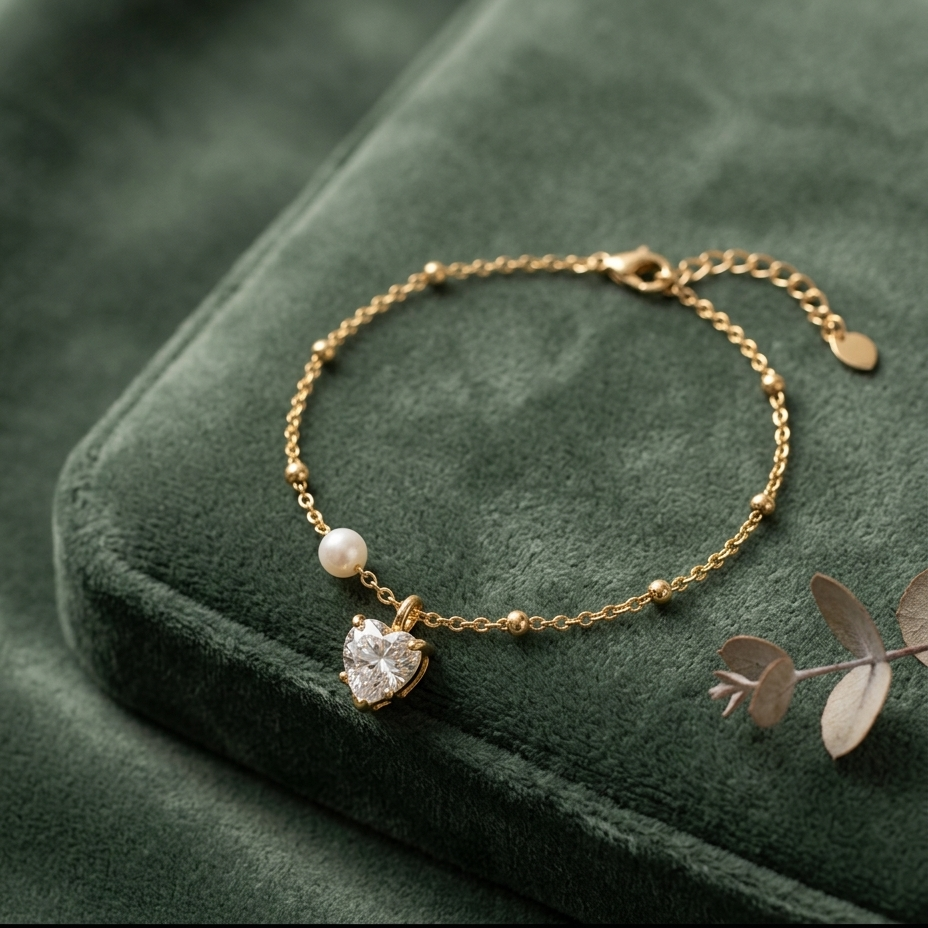 Pulsera Corazón & Perla
