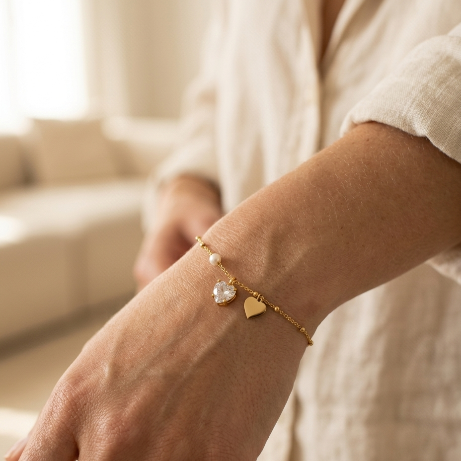 Pulsera Corazón & Perla